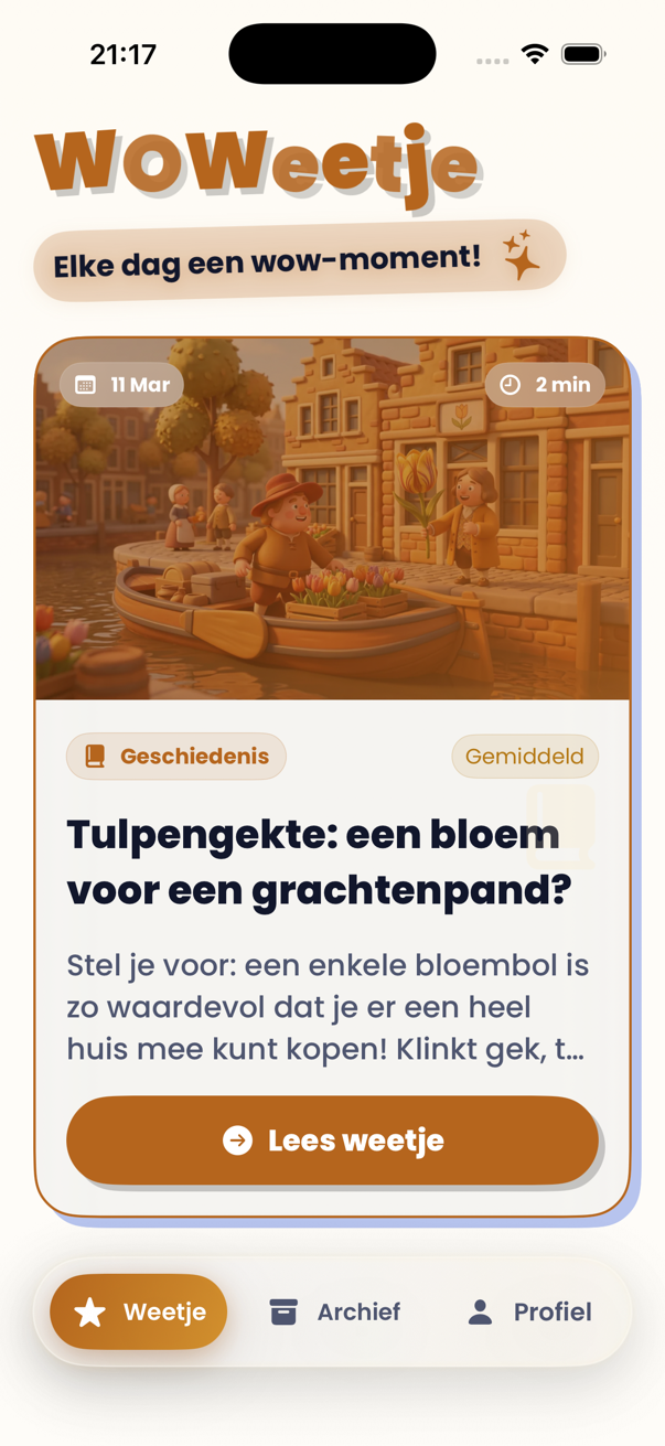 WOWeetje homescherm op iPhone 17 Pro mockup